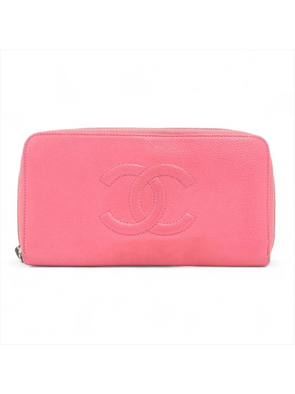 Chanel CC Logo Leather Wallet Zip Around